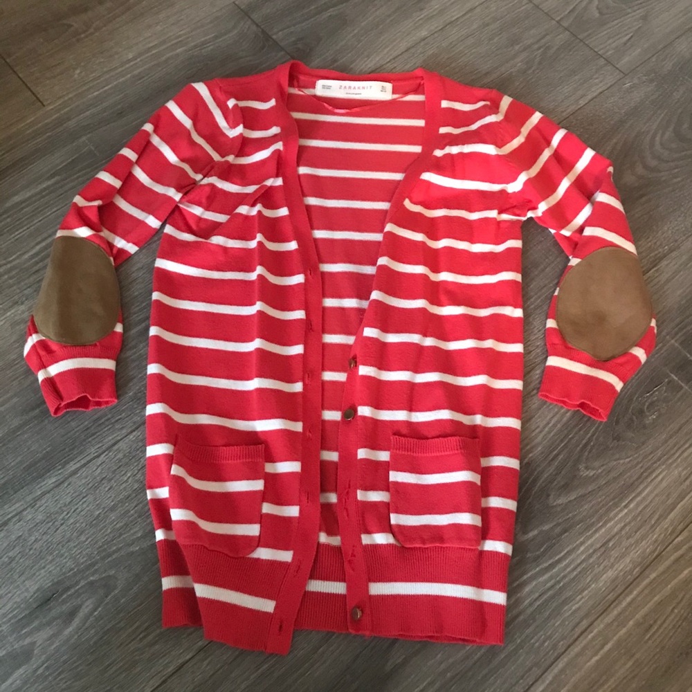 Zara striped elbow pads sweater